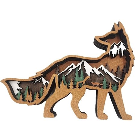 Puiset eläimet veistämällä käsintehty kodin sisustus 3D puinen kettu