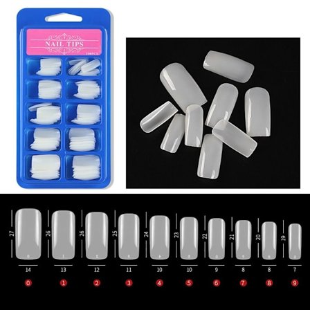 100 stk./eske falske negltupper, full og halv dekning, falske negler