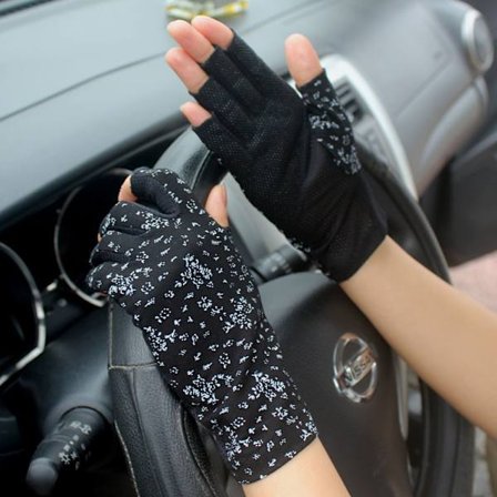 Naisten puolihansikkaat mustat puuvillahanskat kesäajohanskat liukumattomat pyöräilyhanskat hengittävät lyhyet hanskat ohuet UV-suojahanskat ohuet 