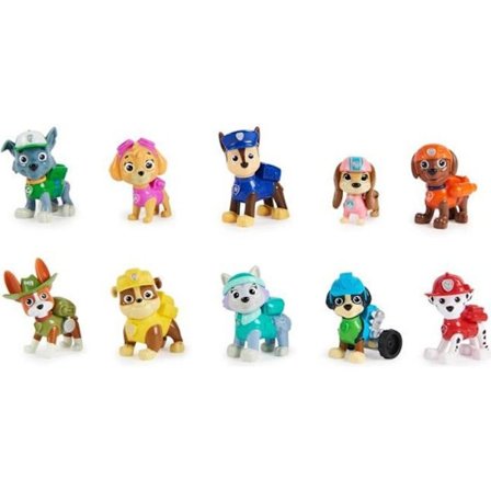 Box med 10 Paw Patrol 10-årsfigurer - PAW PATROL