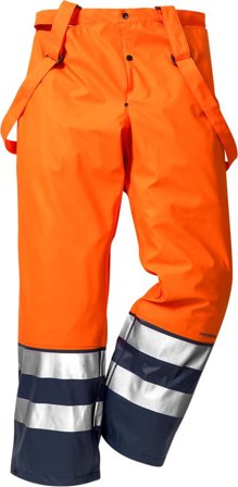 Fristads Unisex Varsel Regnbyxa 2625 RS, klass 2, Varsel Orange/Marinblå