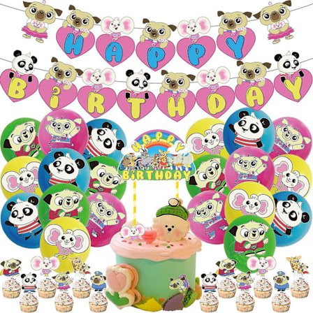 Chip og kartoffel Tillykke med fødselsdagen fest dekoration dyr kæledyr latex ballon forsyninger sæt banner kage topper gave mus panda hund