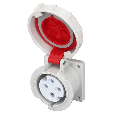 Industriell 3-fas 4-polig 32A IP67 Vattentät Flamskyddad Infälld Uttag för AC380 - 415V