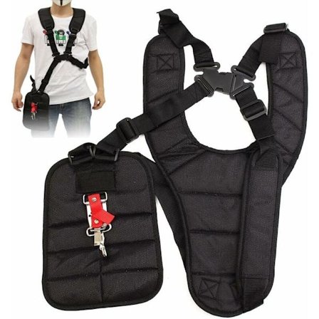 Dobbel stropp sele med polstret skulderknapping sikkerhet for STIHL Husqvarna ECHO Trimmer Brush Cutter Svart (34X26cm)