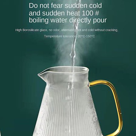 Kanna, 1600ml/54oz vattenkanna, Glaskanna Medical Lock, Värmebeständig Borosilikatglaskanna Kompatibel med Te, Juice, Mjölk