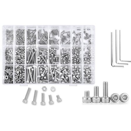 1080 stk. skruer Sortiment Møtrikker og Bolte Sortiment Kit Sokkel