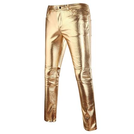 Herre Casual Bukser Læder Metallic Shiny Straight Natklub Cosplay Bukser