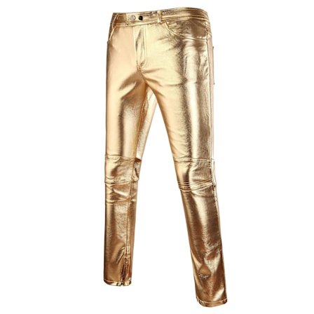 Herre Casual Bukser Læder Metallic Shiny Straight Natklub Cosplay Bukser