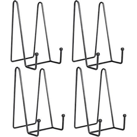 4 Delar Metallram Fästen Platt Hållare kompatibel Display Bok Ställ Dekorativ Bokstöd Bokstöd Svart Bok Foto Display Ställ, 7.