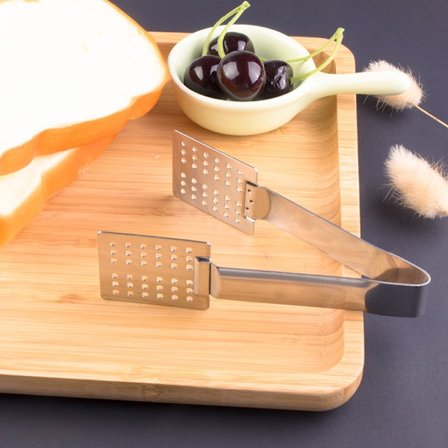 Teposeklemmer, rustfritt stålholder, tang, skje, silklips for å gripe isbiter (15 cm)