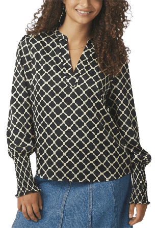 Neo Noir Landa Tile Print Blouse Blusar Dam Svart 38