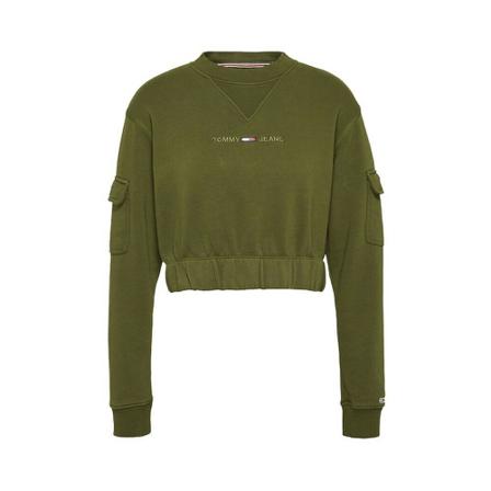 Tommy Jeans, Crop Uility Crew Dw 0Dw 10393L81 Groen, Dames, Maat:S