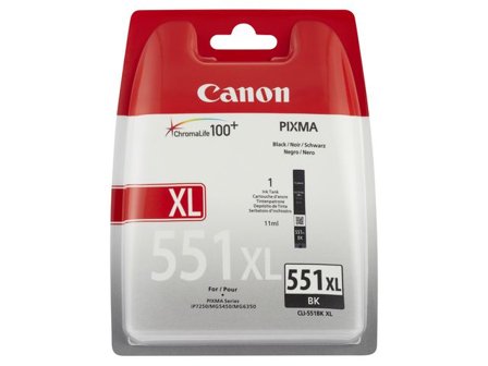 CANON Bläckpatron, PIXMA CLI-551XL BK, 6443B001, ChromaLife100+, svart, singelförpackning, hög kapacitet - Lyreco - Toner och bläck - Bläckpatroner - 