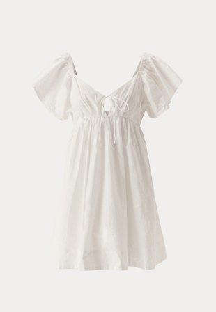 Bubbleroom Occasion - Tie Back Frill Short Dress - White - Kläder