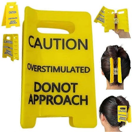 Forsiktig Overstimulert Skilt Hårklype, Hold deg fast Partner Jeg er overstimulert, Morsomme Nyhet Gule Hårspenner for Kvinner Jenter