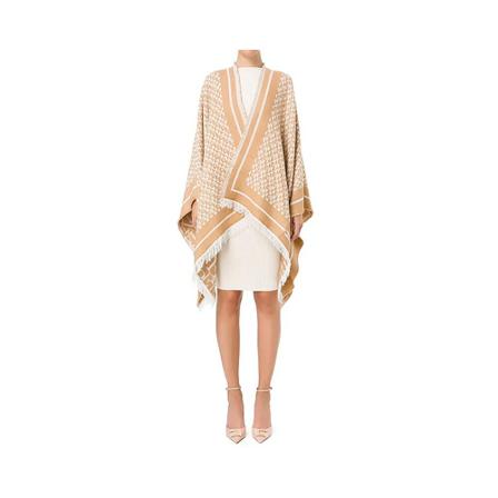 Elisabetta Franchi, Cape Beige, Dames, Maat:ONE Size,wol
