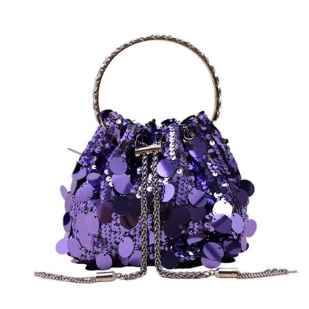 Paljetti Olkalaukku Mini Bucket Shiny Handbags PURPLE