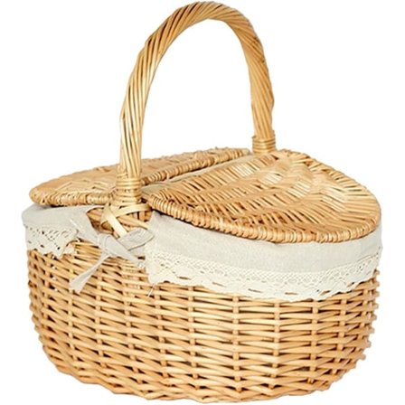 Picknickkorg med lock Shoppingkorg Vävda svampkorg Fruktkorg