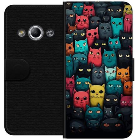 Kompatibel Tegnebogsetui til Samsung Galaxy Xcover 3 Farverigt kattemønster med mange stiliserede katte i forskellige farver legesyg illustration per