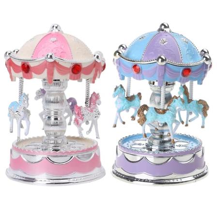 Karusell Speldosa Merry Go Round Musikalspel Presentleksak Barn Bröllop Heminredning