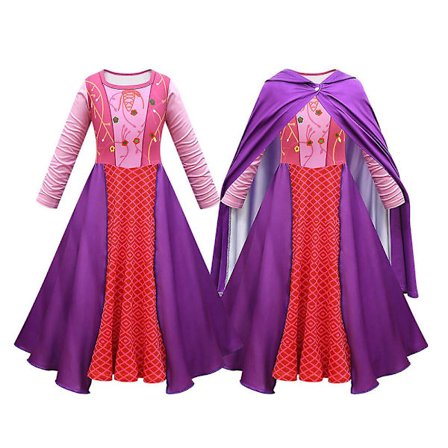 4-10 år Barn Flickor Hocus Pocus Cosplay kostymklänning + Cape Outfits Set