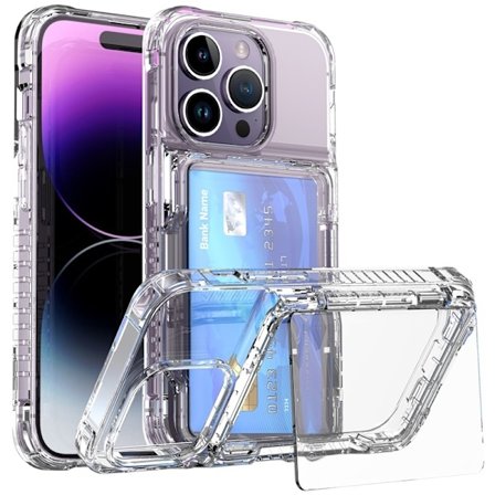 Etui til iPhone 15 Plus 6.7 transparent Flip Wallet med kortholder