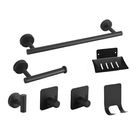 Badrumshylla Set Borrning Sju Delar - Rostfritt stål handdukshängare för badrum och toalett, maximal belastning 10-20 kg
