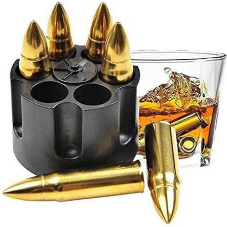 Gaver Whiskey Stones Gjenbrukbare Isbiter 6 STK Gjenbrukbar Isbitform i Rustfritt Stål med Base, Isbiter, Whiskey Isbiter Whiskey Fryser Isbit Mo