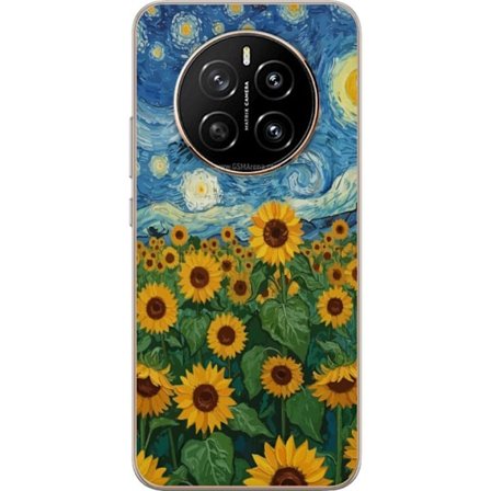 Yhteensopiva Puhelinkuori Honor Honor Magic7 Auringonkukkakenttä tähtien alla - Van Goghista inspiroitunut maalaus