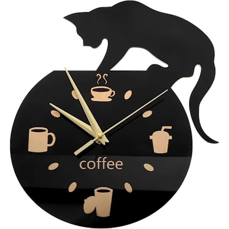 Klocka katt kit Kitty Clocks Väggklocka Klättrande katt för att dricka kaffe Klocka Väggdekor Klocka