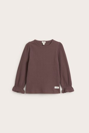 Newbie | Ribbestrikket topp med blondekant | Lilla