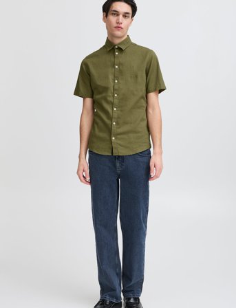 Casual Friday Cfaksel Ss Linen Mix Shirt - Khaki green - M