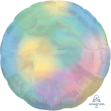 Holografisk heliumballong rund - pastellfarget