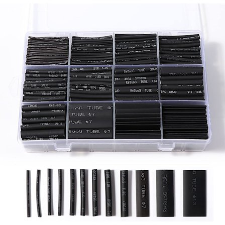 900 Delar Krympslang, Elektrisk Isolering Krympslang Kabel, 12 Storlekar - Krympförhållande 2:1