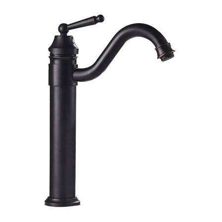 Retro Sort Høj Bassinarmatur, 360 Swivel Bassinblander Tapbathroom Armatur, Badeværelsesarmatur, Messing