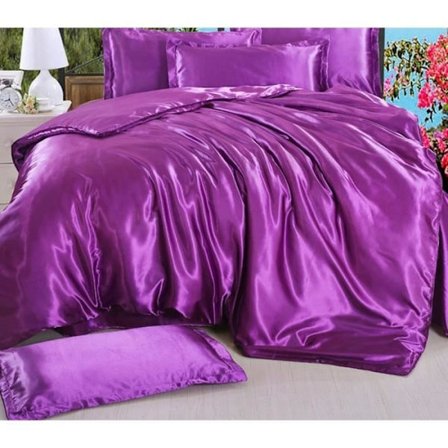 Sängklädesset i siden - Konvinit - Mörklila - 220X240Cm - Lakan 230X240Cm - 2 Örngott 48X74Cm