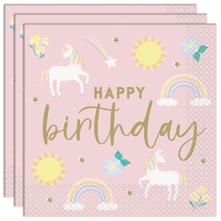 Happy Birthday Pappersservetter Enhörningar 16-pack