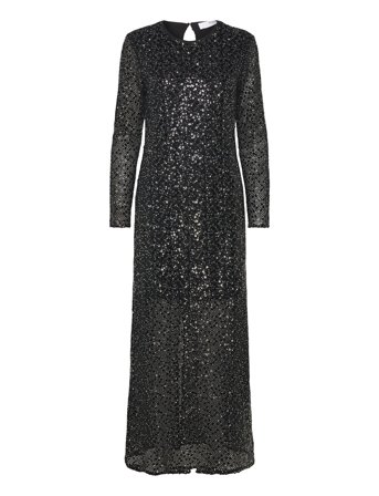 Slfnoel Ls Ankle Sequins Dress B Black Selected