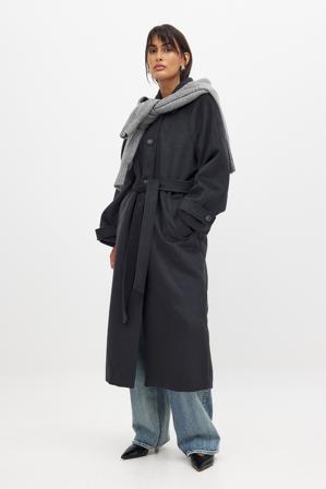 NA-KD Raglan Sleeve Wool Blend Coat - Vestes d'Hiver - Gris - EU 38