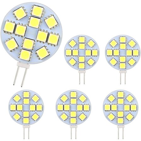 G4 LED-lamppu 2W, AC/DC12-24V, 200LM viileä valkoinen 6000K, 12x 5050SMD, 20w halogeenivastaava, ei himmennettävä, G4 pyöreät LED-lamput, 6-pakkaus