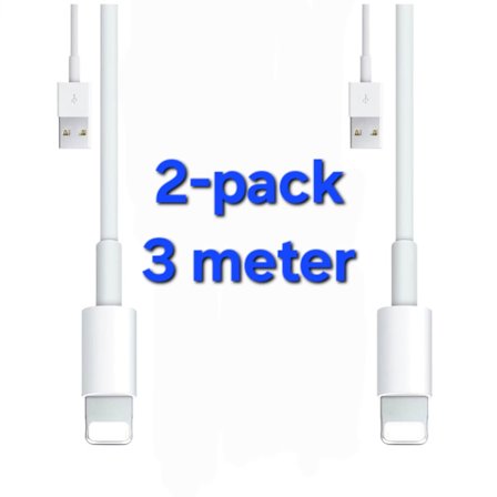 2-pack - Laddsladd Lightning iPhone 2-pack. 3 meter na