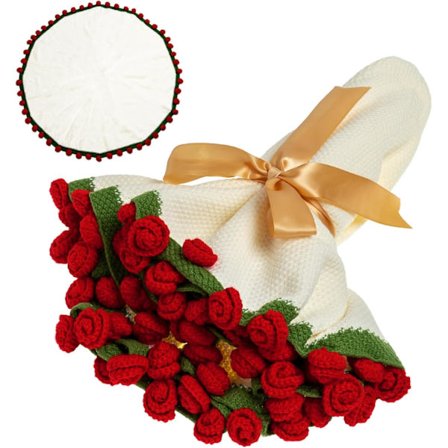 43'' Heklet Rose Blomsterteppe Bukett Ferdig - Håndlaget Strikket Pledd - Hjemmeinnredning Ideell Gave til Mor Morsdag Valentinsdag