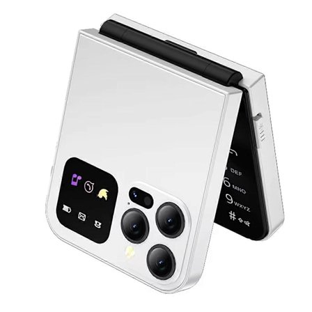 A50 Pro Flip Telefon Dubbla SIM-kort GSM Automatisk Samtalsinspelning 2,4 Tums Skärm Vikbara Mobiltelefoner Typ-C Vit