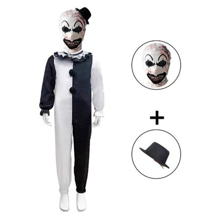 Litotail Killer Terrifier Clown Jumpsuit Svart Hvit Drakt Bodysuit Fest Halloween Antrekk Klær A