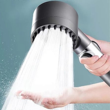 High Pressure Shower Head, 4 Modes Adjustable Bathroom Shower Head, Anti-limescale Massaging Handheld Shower with Water Stop, SPA Shower Head