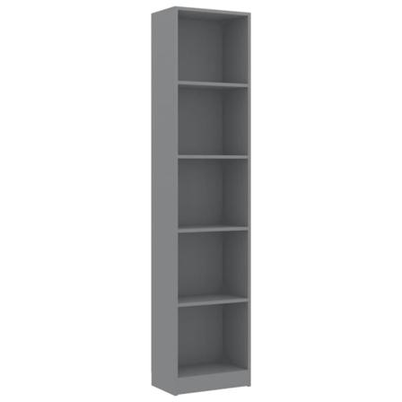 Vidaxl Bokhylla 5 Hyllor Grå 40x24x175 Cm Konstruerat Trä Grå