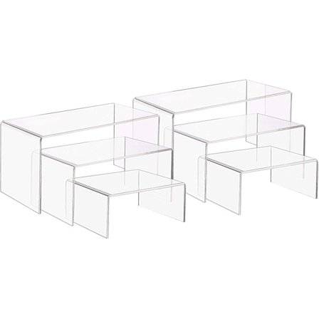 6 stk 3 størrelser akryl display risers holder U-formet smykke display stativ gjennomsiktig hylle utstillingsvindu for smykke display, hjem og butikk