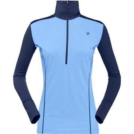 Norrøna Women's Wool Zip Neck Women base layer tops Blue S
