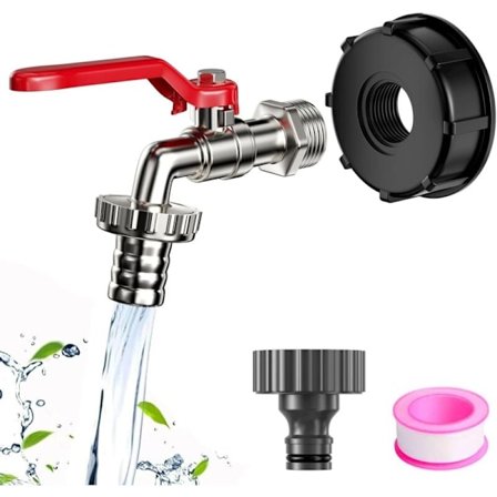 Hane til tank 1000L zinklegering, Regnvandsopsamlingsventil, IBC tilslutningsreservoir Tilslutning, hættetilbehør adapter til vandtank, havehaner