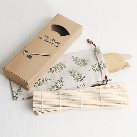 Bambus Sushi-kit med Rullmattor Rispaddel Spridare och Spistickor